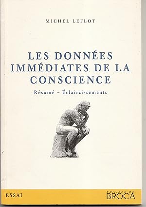 Image du vendeur pour Les donnes immdiates de la conscience. Rsum, claircissements mis en vente par Librairie Franoise Causse