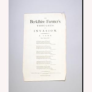 Bild des Verkufers fr The Berkshire Farmer s thoughts on Invasion. A Song. Tune --- Liberty Hall. zum Verkauf von Antikvariat Bryggen [ILAB, NABF]