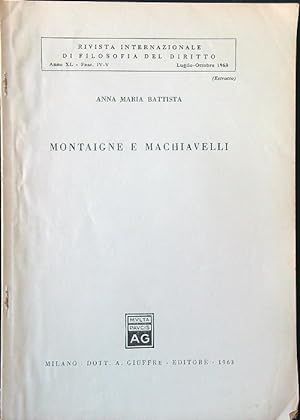 Bild des Verkufers fr Montaigne e Machiavelli zum Verkauf von Librodifaccia