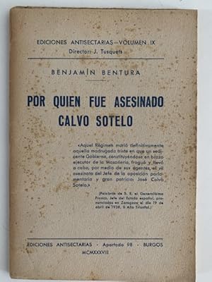 Imagen del vendedor de POR QUIEN FUE ASESINADO CALVO SOTELO a la venta por Librera Pramo
