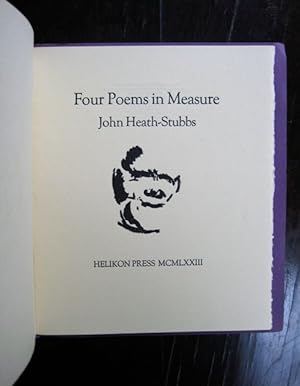 Bild des Verkufers fr Four Poems in Measure: ["Godstow", "Sestina", "For a Centenary" and "Jankynmass FOR CHARLES CAUSLEY"]. [With a title-page portrait by Carolyn Harris]. (Helicon Press, Publication Four) zum Verkauf von James Fergusson Books & Manuscripts