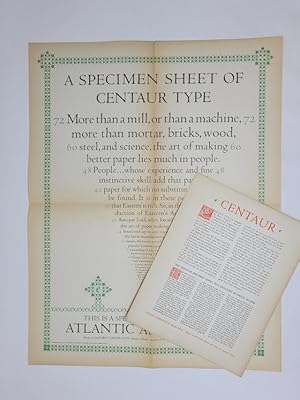 Seller image for A Specimen Sheet of Centaur Type for sale by Munster & Company LLC, ABAA/ILAB