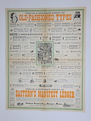 This is a Specimen Sheet of Old-Fashioned Types and Old-Time Printers' Ornaments