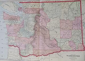 Washington Pacific Northwest Seattle Olympia Walla Walla c. 1890 state map