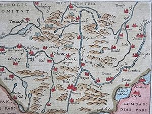 County of Tyrol Austria Alps Trento Verona 1667 Ortellius miniature engraved map