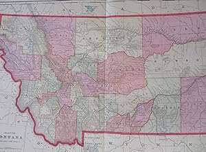 Montana Billings Helena Butte Boseman Rocky Mountains c. 1890 state map
