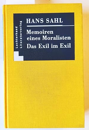 Bild des Verkufers fr Memoiren eines Moralisten. zum Verkauf von Versandantiquariat Kerstin Daras