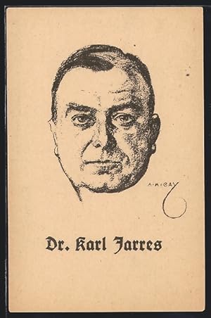 Image du vendeur pour Knstler-Ansichtskarte Portrait Dr. Karl Jarres, Weimarer Republik mis en vente par Bartko-Reher