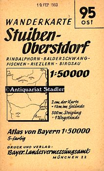 Wanderkarte 95 ost. Stuiben - Oberstdorf. Topographischer Atlas von Bayern. Herausgeg. 1911, einz...
