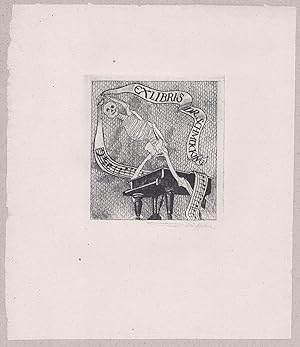 "Ex Libris Dr. Schmücking" - Totentanz dance of death Klavier piano Ouroboros Exlibris ex-libris ...