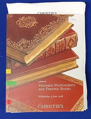 Seller image for Valuable manuscripts and printed books. [ Christie, Manson & Woods, auction catalogue, sale date: 4 June 2008 ]. for sale by Wykeham Books