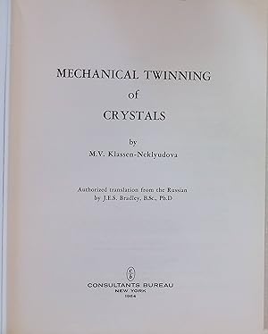 Imagen del vendedor de Mechanical Twinning of Crystals a la venta por books4less (Versandantiquariat Petra Gros GmbH & Co. KG)