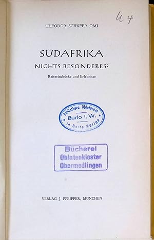 Bild des Verkufers fr Sdafrika nichts besonderes? Reiseeindrcke und Erlebnisse. zum Verkauf von books4less (Versandantiquariat Petra Gros GmbH & Co. KG)