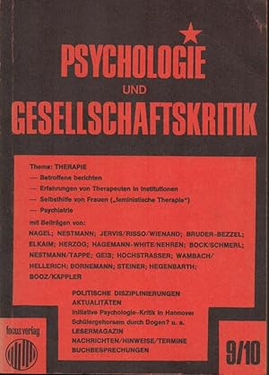 Seller image for Psychologie und Gesellschaftskriti, Nr. 9/10. 3. Jahrgang 1979 Heft 1/2. Therapie;Zeitschrift zur Kritik brgerlicher Psychologie for sale by Antiquariat Kastanienhof