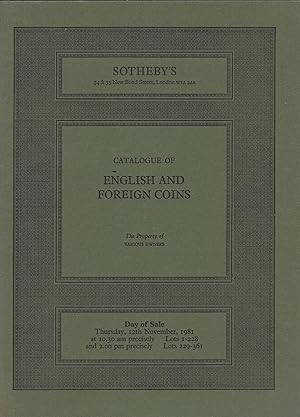 Immagine del venditore per Sotheby's. Catalogue of English and Foreign Coins, 12th November 1981 venduto da Librairie Archaion