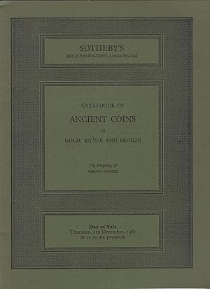 Immagine del venditore per Sotheby's. Catalogue of Ancient Coins, 3rd December 1981 venduto da Librairie Archaion