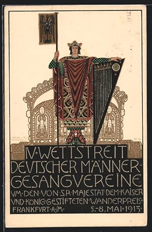 Künstler-Ansichtskarte Frankfurt a. M., IV. Wettstreit Deutscher Männer-Gesangvereine 1913