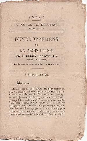 Développement de la proposition de M. Eusèbe Salverte, député de la Seine, sur la mise en accusat...