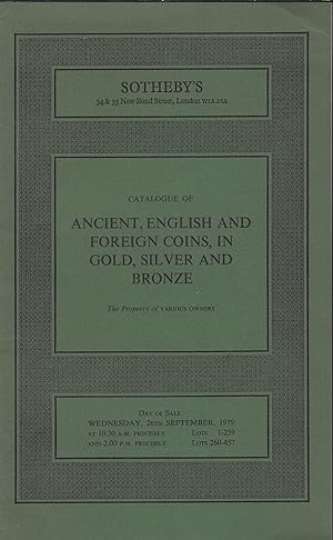 Seller image for Sotheby's. Catalogue of Ancient, English and Foreign Coins, 26th September 1979 for sale by Librairie Archaion