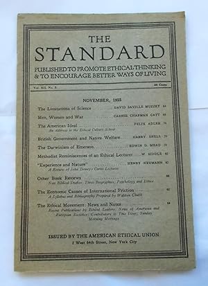 Immagine del venditore per The Standard (Vol. XII No. 3 - November 1925): Published to Promote Ethical Thinking & to Encourage Better Ways of Living (Magazine) venduto da Bloomsbury Books