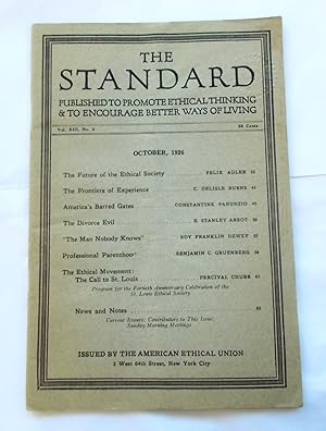 Imagen del vendedor de The Standard (Vol. XIII No. 2 - October 1926): Published to Promote Ethical Thinking & to Encourage Better Ways of Living (Magazine) a la venta por Bloomsbury Books