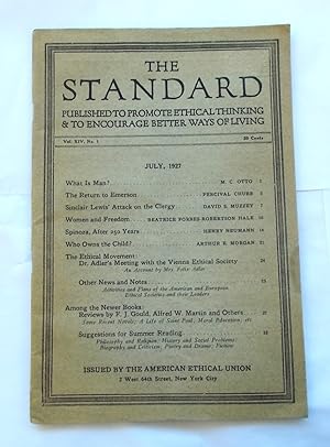 Image du vendeur pour The Standard (Vol. XIV No. 1 - July 1927): Published to Promote Ethical Thinking & to Encourage Better Ways of Living (Magazine) mis en vente par Bloomsbury Books