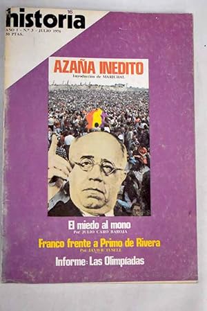 Seller image for Historia 16, Ao 1976, n 3:: El legado de Manuel Azaa; El problema espaol; Franco frente a Primo de Rivera; El miedo al mono o la cuestin universitaria de 1875; Andaluca: estatuto frustrado; Los jesutas en el ro de La Plata; Conflicto de intereses en las Cruzadas; Las Olimpiadas for sale by Alcan Libros