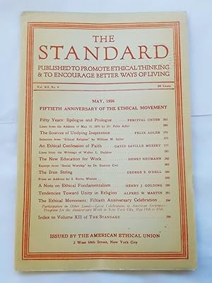Bild des Verkufers fr The Standard (Vol. XII No. 9 - May 1926): Published to Promote Ethical Thinking & to Encourage Better Ways of Living (Magazine) zum Verkauf von Bloomsbury Books