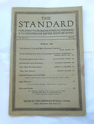 Seller image for The Standard (Vol. XIV No. 7 - March 1928): Published to Promote Ethical Thinking & to Encourage Better Ways of Living (Magazine) for sale by Bloomsbury Books