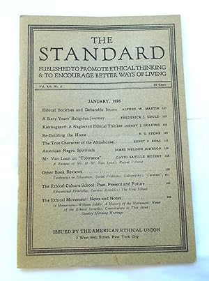 Bild des Verkufers fr The Standard (Vol. XII No. 5 - January 1926): Published to Promote Ethical Thinking & to Encourage Better Ways of Living (Magazine) zum Verkauf von Bloomsbury Books