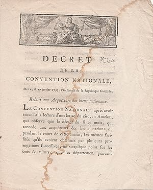Décret de la Convention nationale des 13 et 17 janvier 1793, l'an second de la République françai...