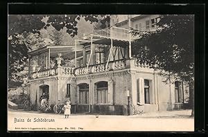 Ansichtskarte Schönbrunn, Badehaus mit kleinem Mädchen, Bains