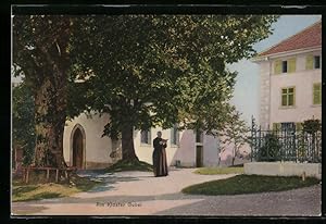 Ansichtskarte Gubel, Priester im Klosterhof