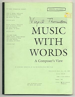 Seller image for Music with Words: A Composer's View for sale by Between the Covers-Rare Books, Inc. ABAA