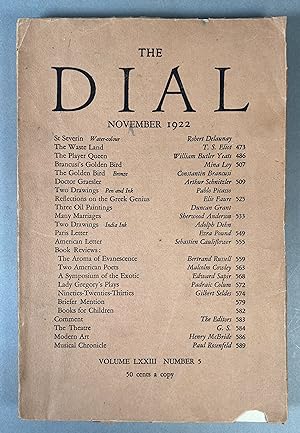 Seller image for The Waste Land [aka Wasteland] in The Dial November 1922: Volume LXXIII; Number 5. for sale by William Chrisant & Sons, ABAA, ILAB. IOBA, ABA, Ephemera Society