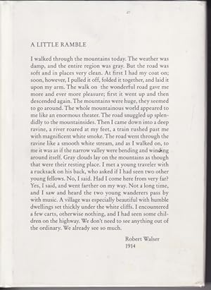 Imagen del vendedor de A Little Ramble: In the Spirit of Robert Walser a la venta por Studio Books