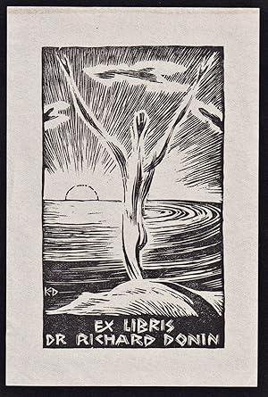 Imagen del vendedor de Ex Libris Dr Richard Donin" - Expressionismus Wiener Secession expressionism Exlibris ex-libris Ex Libris bookplate a la venta por Antiquariat Steffen Vlkel GmbH