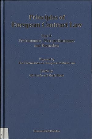 Imagen del vendedor de The Principles of European Contract Law Part I: Performance, Non-Performance and Remedies a la venta por avelibro OHG