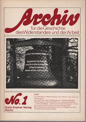 Bild des Verkufers fr Archiv fr Geschichte des Widerstands und der Arbeit; Nr. 1 zum Verkauf von Schrmann und Kiewning GbR