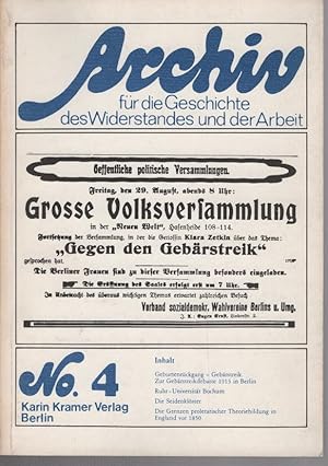 Seller image for Archiv fr Geschichte des Widerstands und der Arbeit; Nr. 4 for sale by Schrmann und Kiewning GbR