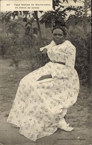 Ansichtskarte / Postkarte Sierra Leone, Afrikanerin in weißem Kleid, Portrait