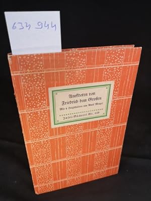Bild des Verkufers fr Friedrich dem Groen: Mit 12 Holzschnitten von Adolph Menzel. Insel-Bcherei Nr. 159 [1 B]. 46. - 50. Tausend. zum Verkauf von ANTIQUARIAT Franke BRUDDENBOOKS