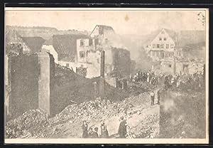 Ansichtskarte Ilsfeld, Zerstörte Ortspartie nach Brand 1904