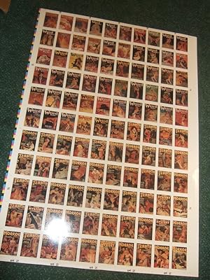 Seller image for UNCUT SHEET of 21st Century Archives Trading Cards for Weird Tales / Terror Tales / Horror Stories / Dime Mystery / Startling Mystery Pulps ( 110 Cards -measures about 27.5w x 39h inches ) for sale by Leonard Shoup
