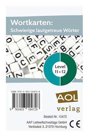 Bild des Verkufers fr Wortkarten: Schwierige lautgetreue Wrter: Fr das Training des erweiterten Grundwortschatzes mit Progression - Level 11+12 (1. bis 4. Klasse) zum Verkauf von Rheinberg-Buch Andreas Meier eK