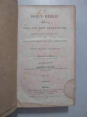 Seller image for The Holy Bible, containing the Old and New Testaments, According to the Authorized Version; with Explanatory Notes, Practical Observations, and Copious Marginal References (Vol. 2) for sale by Books Etc.