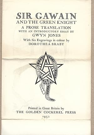 Imagen del vendedor de Sir Gawain and The Green Knight - A Prose Translation [Prospectus] a la venta por The Bookshop at Beech Cottage