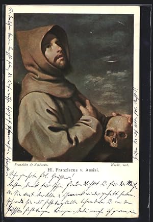 Ansichtskarte H. Franz von Assisi mit einem Totenkopf