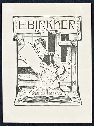 Bild des Verkufers fr E. Birkner" - Ernst Birkner Druckerei Druckwerkstatt Buchdrucker printer Exlibris ex-libris Ex Libris bookplate zum Verkauf von Antiquariat Steffen Vlkel GmbH