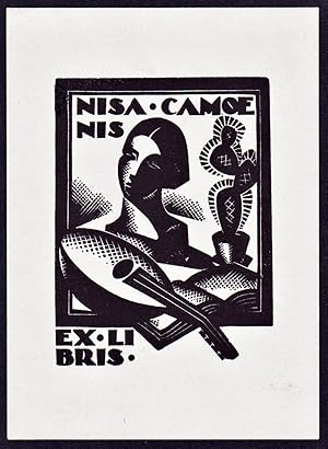 Seller image for Ex Libris Nisa Camoenis - Gitarre Kaktus guitar cactus Exlibris ex-libris Ex Libris bookplate for sale by Antiquariat Steffen Vlkel GmbH